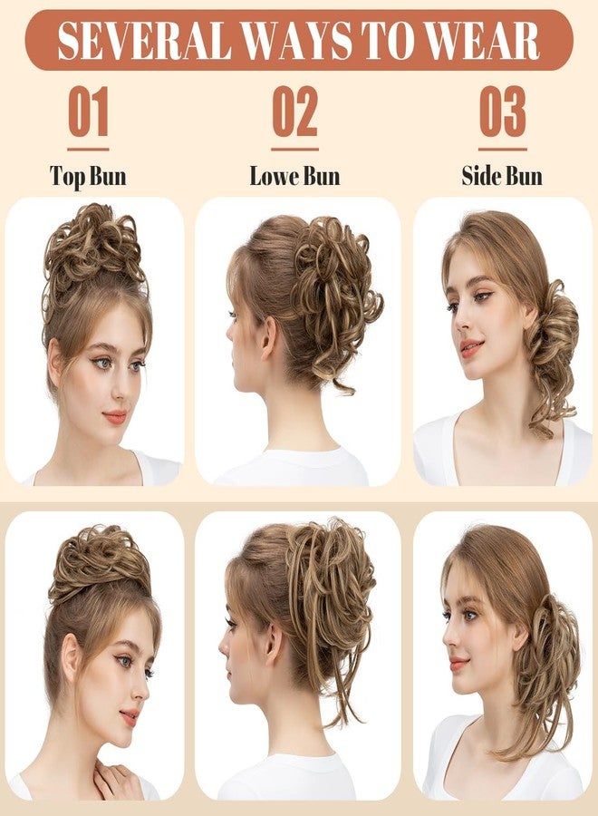SARLA 2PCS Grey Messy Bun Hair Pieces for Women Wavy Curly Synthetic Hairpieces for Updos with Tendrils Fake Scrunchies Ponytail Extension Dark Grey - Image 5